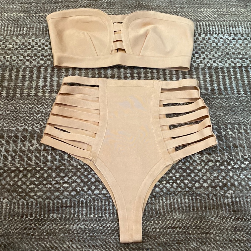 Fashion Nova nude top and bottom Bikini set